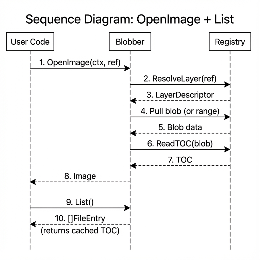 OpenImage and List Sequence Diagram